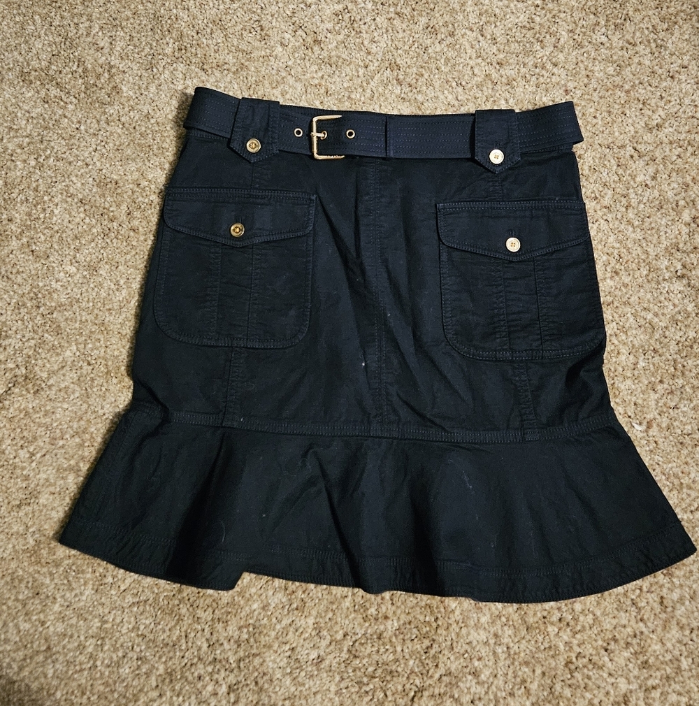 Tory Burch Navy Mini Skirt with Gold Details